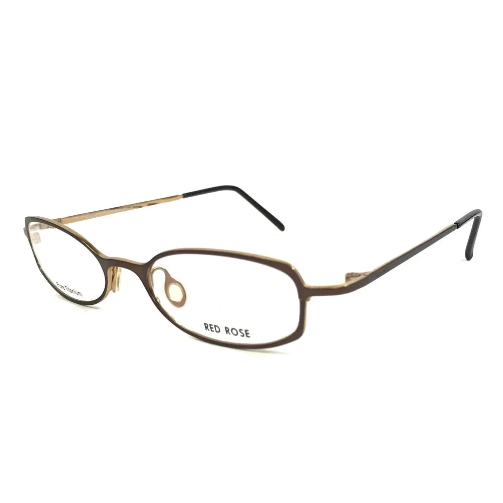 Red Rose Petite Eyeglasses Frames RR597 SHINY BROWN/GOLD Titanium 48-18-135